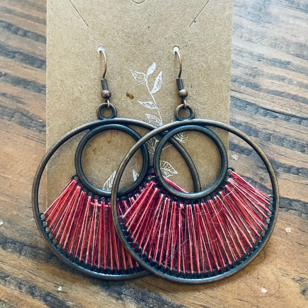 Pink pendant earrings